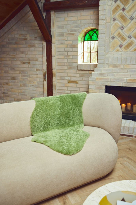 Nieuw-Zeelandse schapenvacht | Curly Kortharig | 100 cm Salie Groen