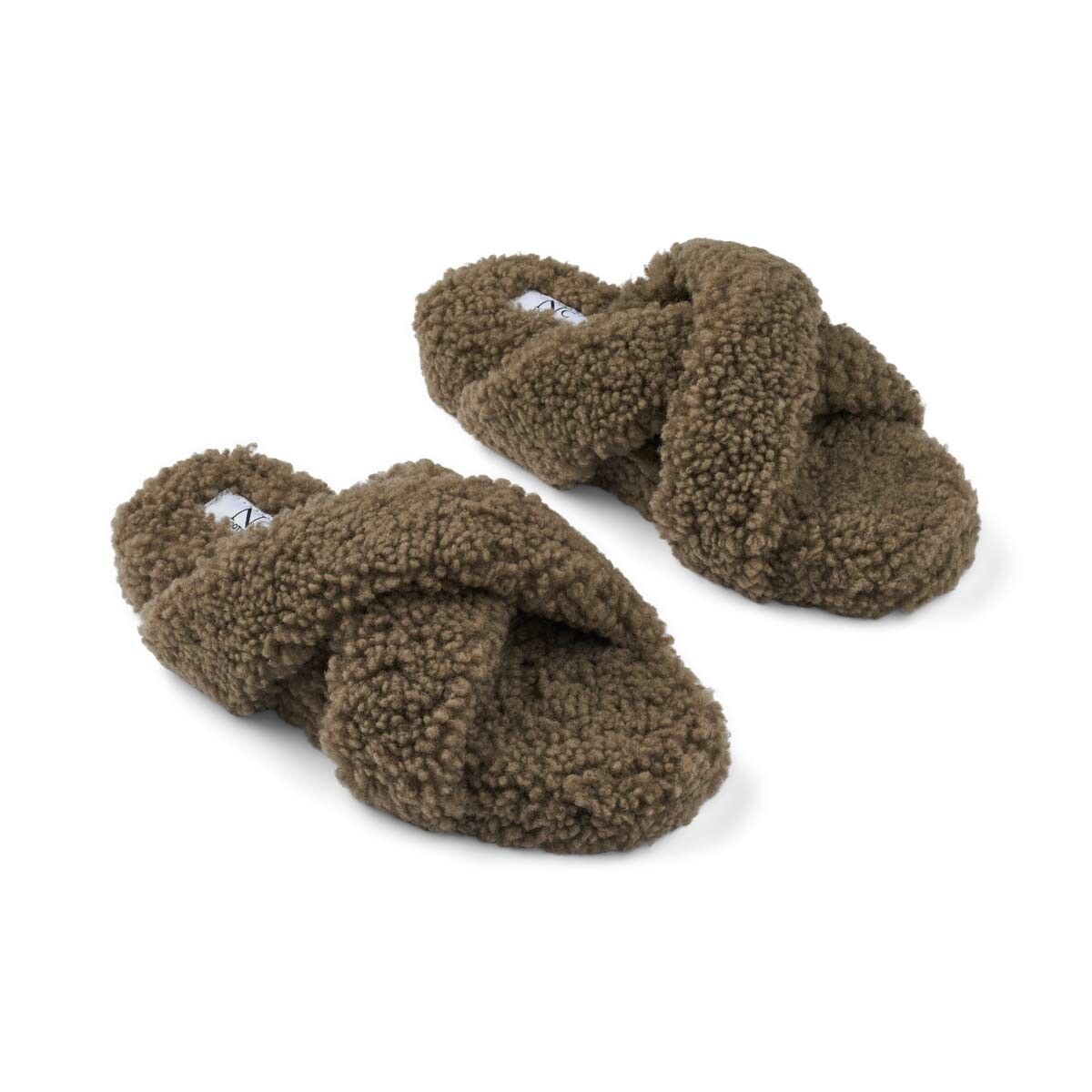 Curly Cross Slipper Olijfgroen