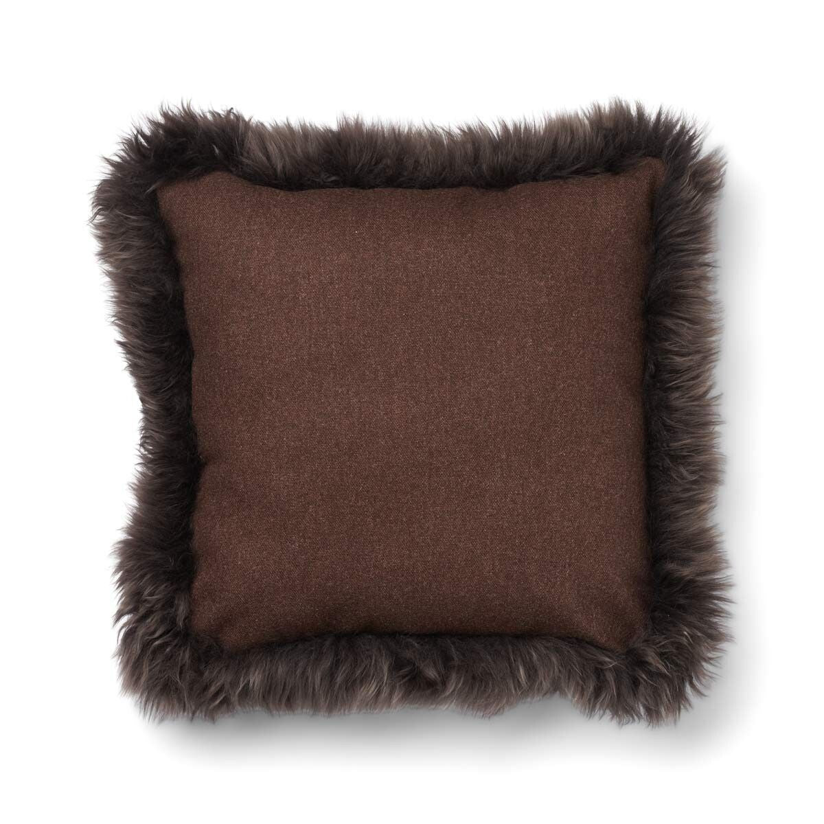 Wollen Kussen | LW rand | 52x52 cm | 34x52 cm Bruin/Walnoot