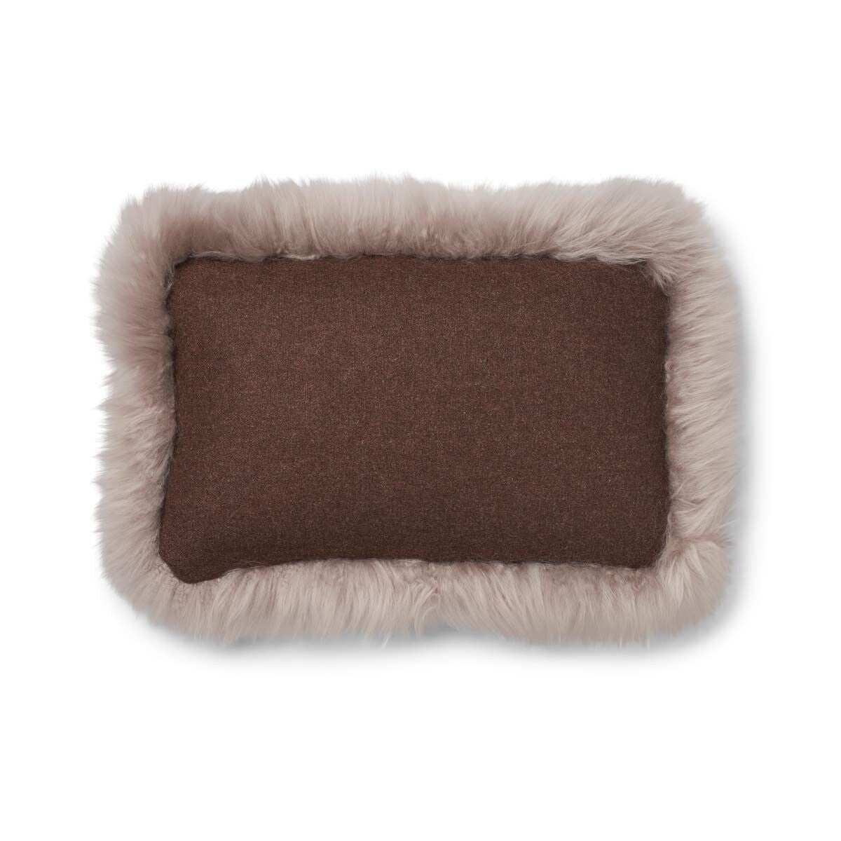 Wollen Kussen | LW rand | 52x52 cm | 34x52 cm Bruin/Duif