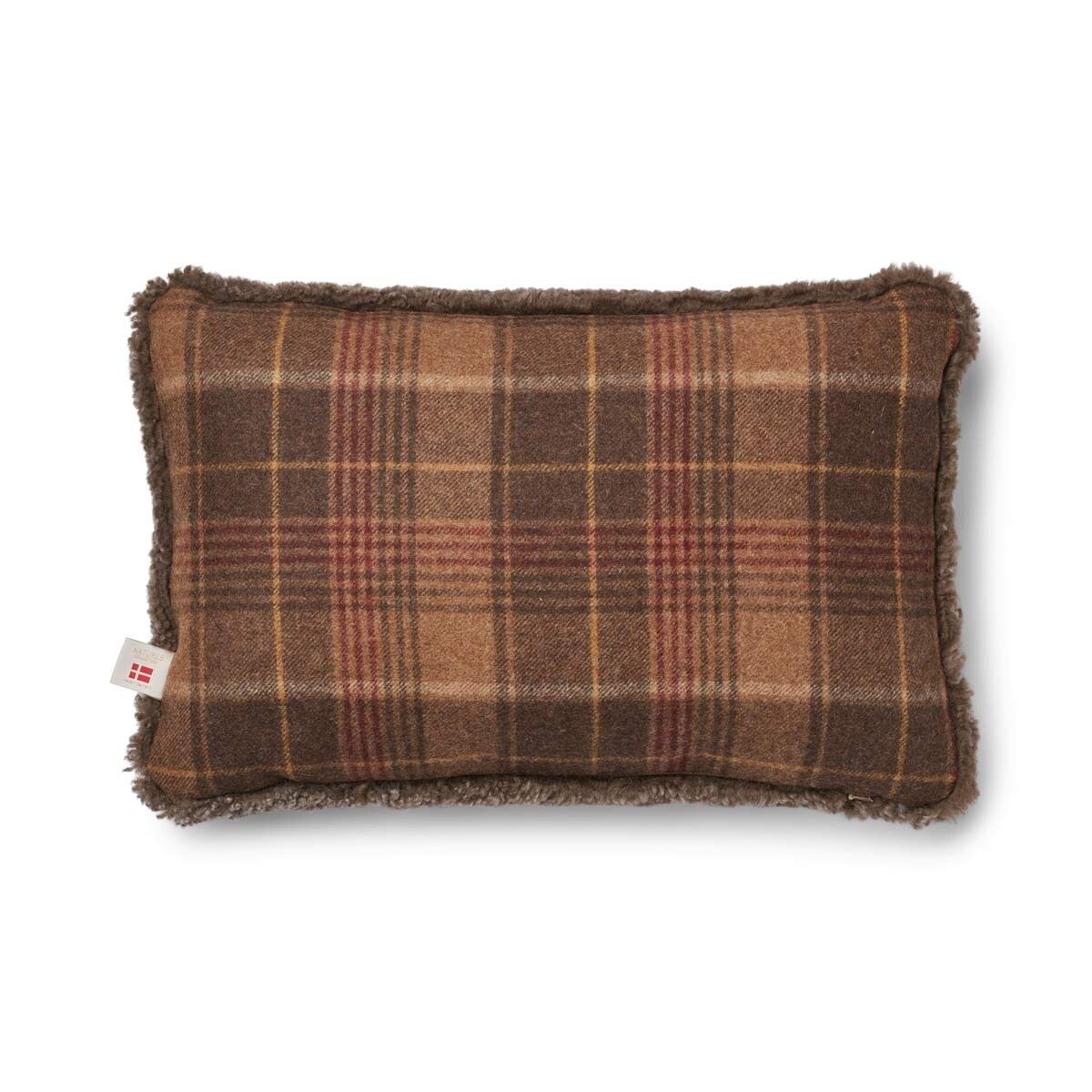 Eenzijdig Schapenvacht Kussen | KW | 52x52 cm | 34x52 cm Cacao-Donkerbruin/Taupe