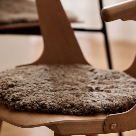 Kortharige Schapenvacht Stoel Cover | Ø38 cm Antraciet Grijs