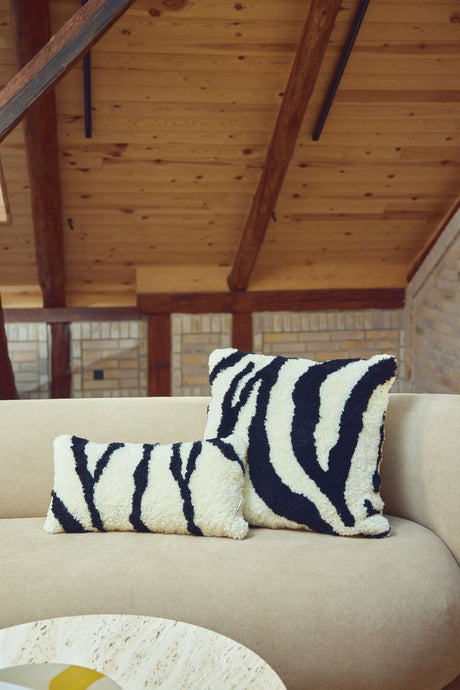 Zebra Kussen | Dubbelzijdig | 60x60 cm Ivoor/Zwart