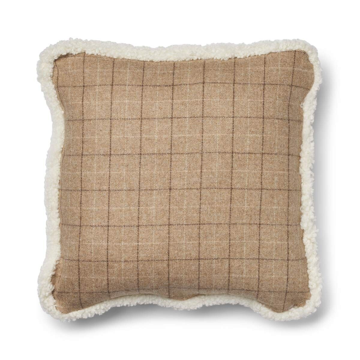 Schapenwol Kussen | Dubbelzijdig | KW rand | 52x52 cm | 34x52 cm Havermout beige/ivoor