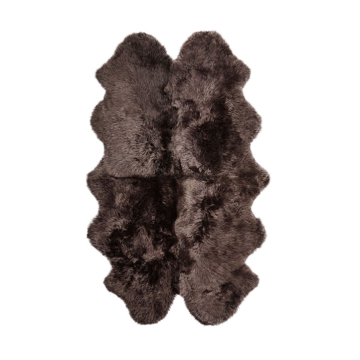 Premium Nieuw- Zeelandse schapenvacht | Langharig | Vierdubbel Kleed 180x110 cm Walnoot bruin