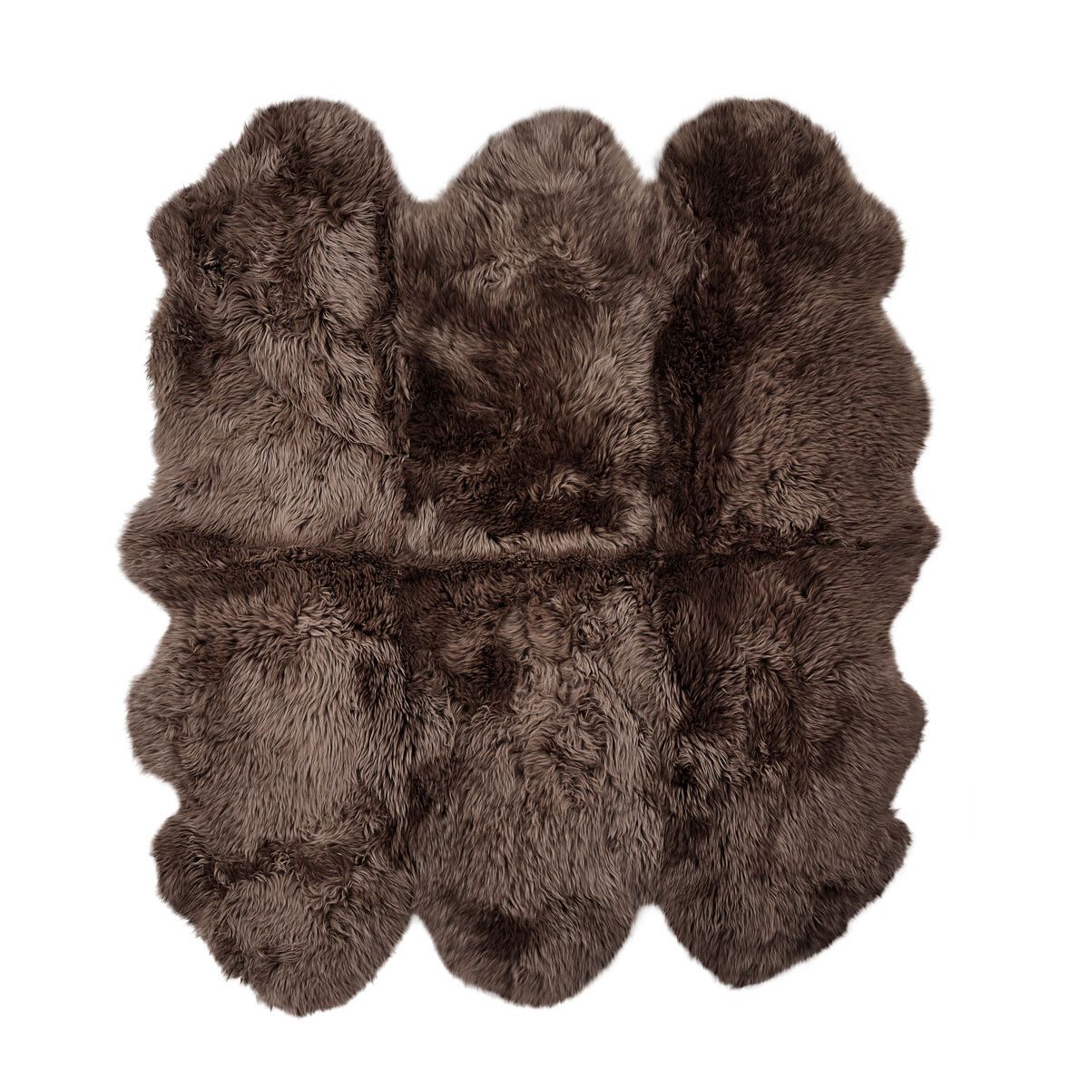 Premium | Nieuw- Zeelandse schapenvacht | Langharig | Zesdubbel Kleed 180x162 cm Walnoot bruin