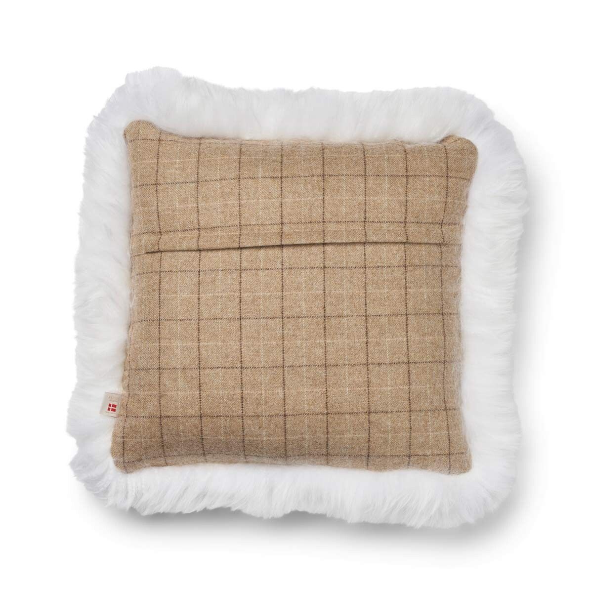 Wollen Kussen | Dubbelzijdig | LW rand | 52x52 cm | 34x52 cm Havermout beige/ivoor