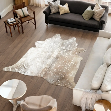 Koeienhuid Vloerkleed | Zilver Beige | 3,21 m²