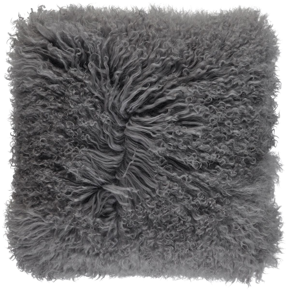Curly Schapenvacht Kussen | Dubbelzijdig | 56x56 cm | 40x40 cm Staal Grijs