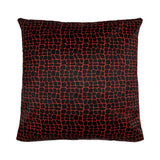 Premium Koeienhuid Kussen | Dubbelzijdig Rood/Zwart Krokodil print