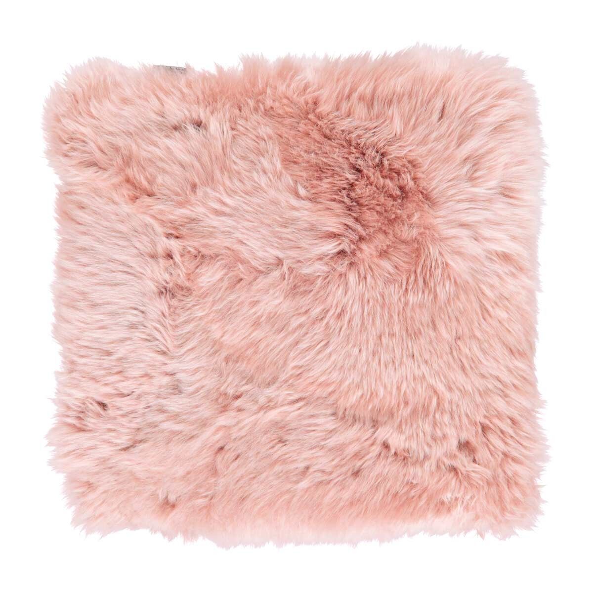 Langharig Schapenvacht Stoel Kussen | Met Vulling | 37x37 cm Roze