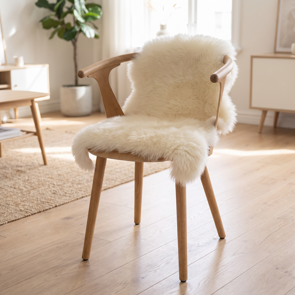 Nieuw-Zeelandse schapenvacht | 70+ cm Ivoor