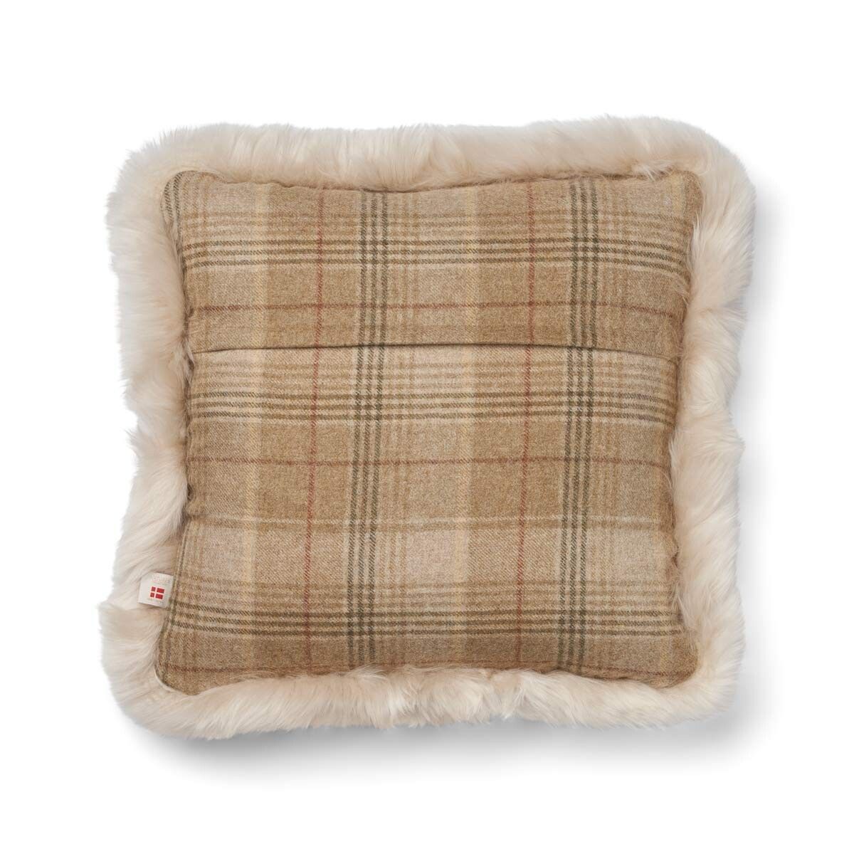 Wollen Kussen | Dubbelzijdig | LW rand | 52x52 cm | 34x52 cm Zand-Beige/Linnen
