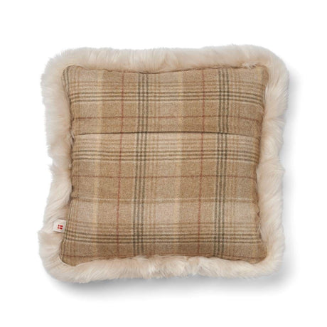 Wollen Kussen | Dubbelzijdig | LW rand | 52x52 cm Zand-Beige/Linnen