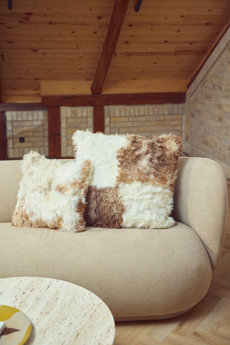 Toscana Lam Kussen | Dubbelzijdig Bruin/Beige mix