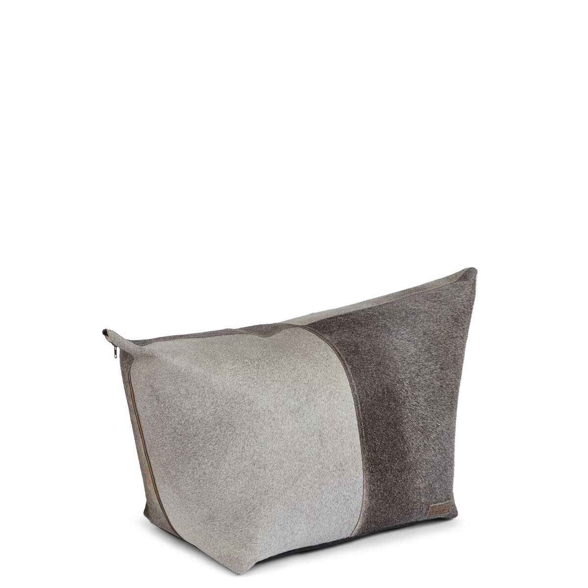 Kalfsleren Poef Small | Large Grijs