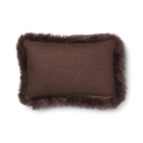 Wollen Kussen | LW rand | 52x52 cm | 34x52 cm Bruin/Chocolade