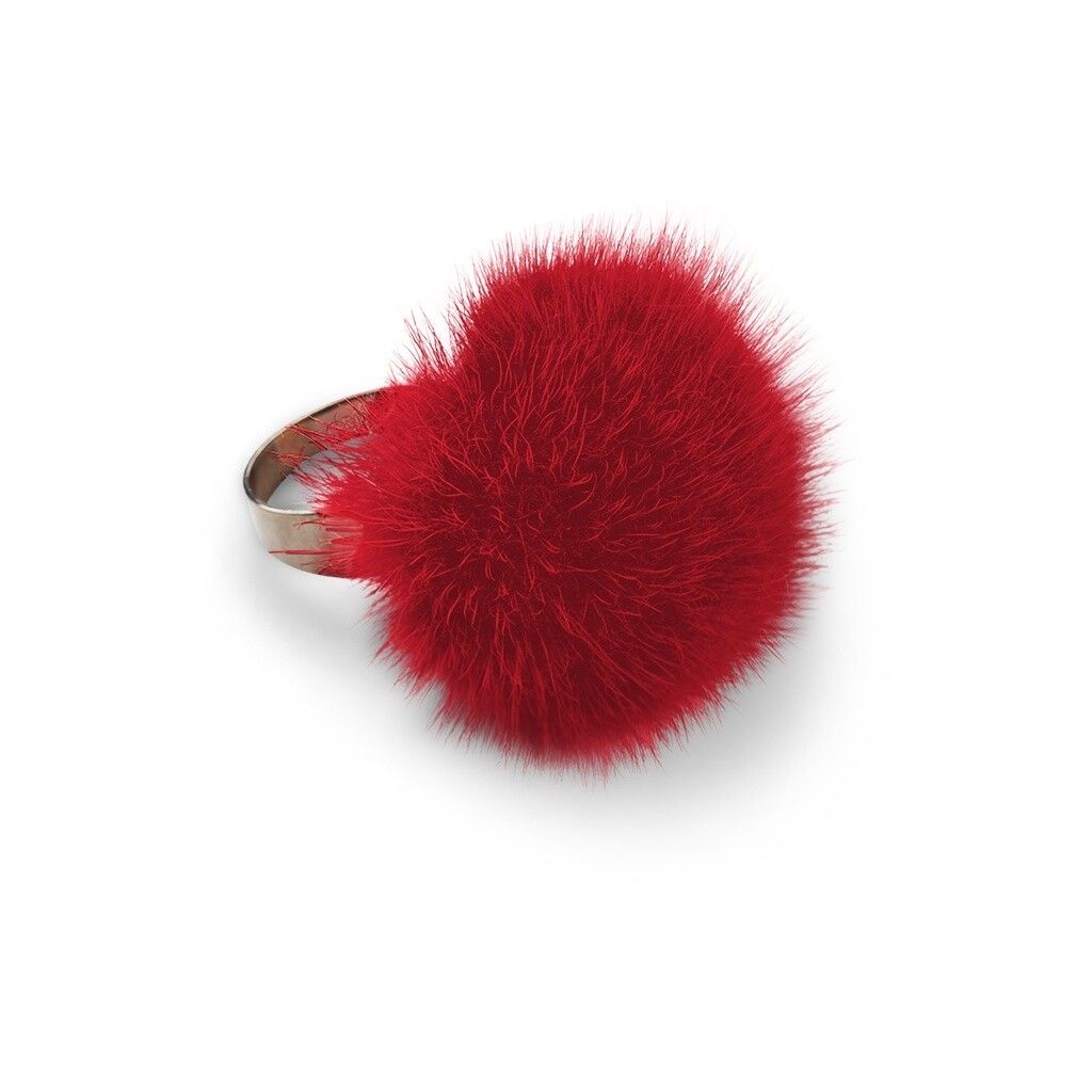 Pompon Ring Oranje Rood