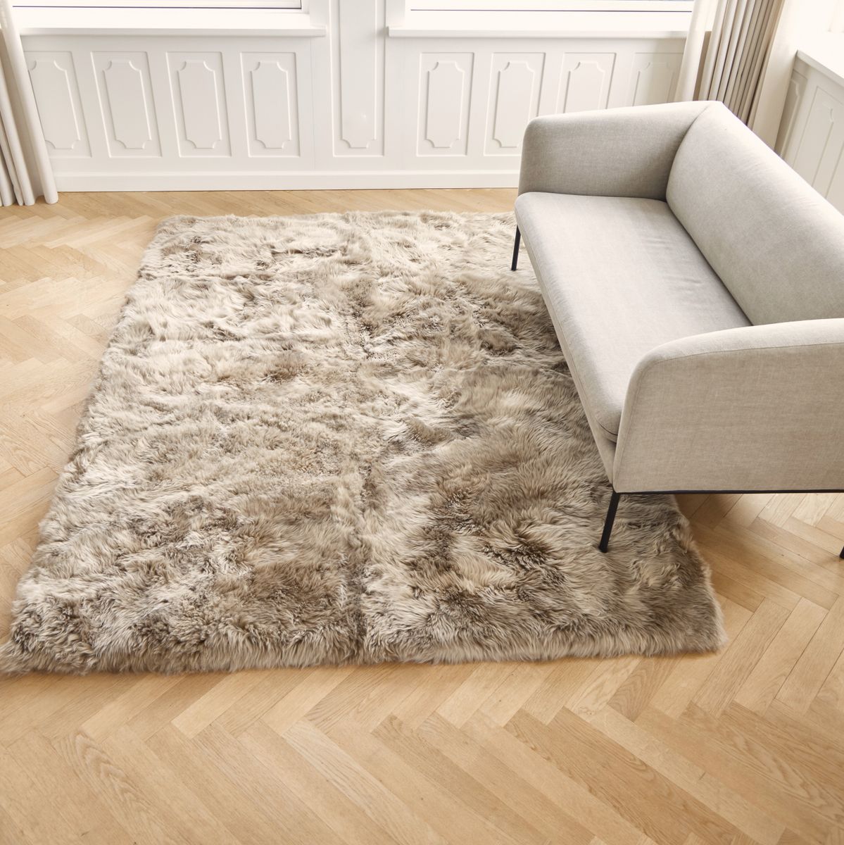 Langharig Schapenvacht Design Kleed Zwart