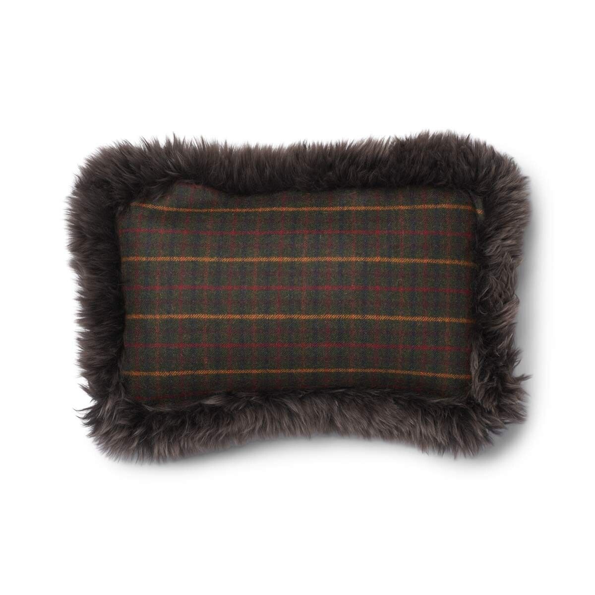 Wollen Kussen | Dubbelzijdig | LW rand | 52x52 cm | 34x52 cm Kilberry Fir-Donkergroen/Walnoot