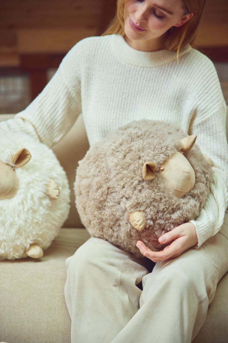 Schattig Schapen Kussen | Ø20 cm | Ø26 cm | Ø34 cm Beige/Wit