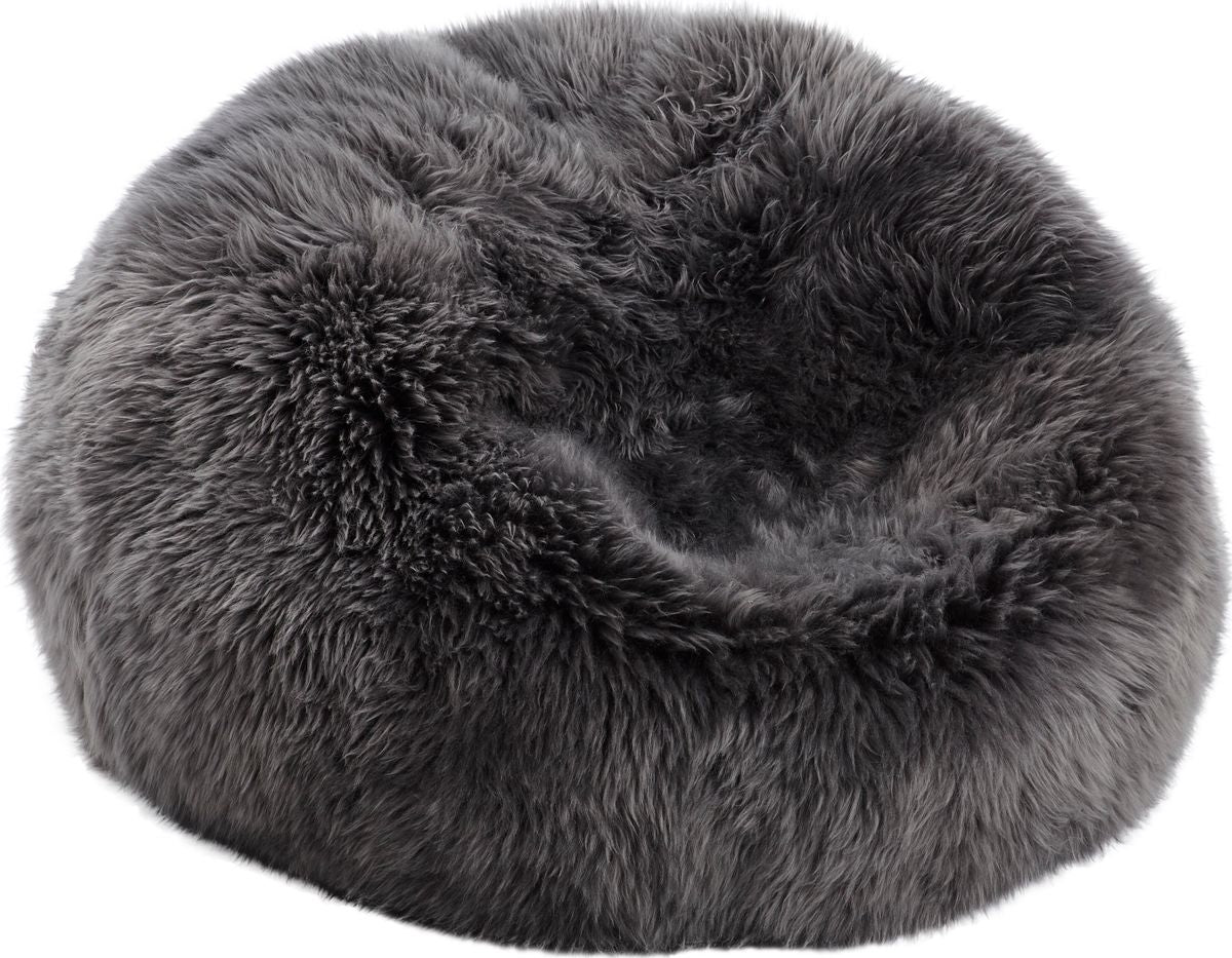 Zitzak | Lange Wol | Medium | Large Staal Grijs