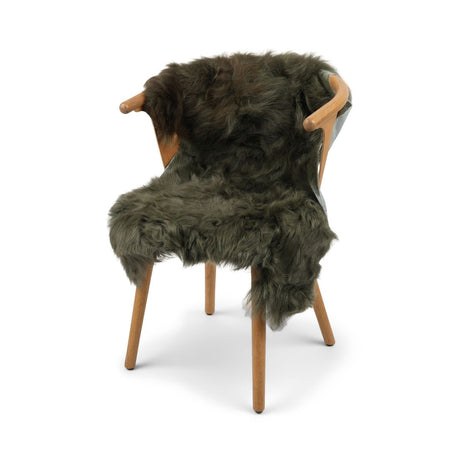 Tibetaanse Schapenvacht | Rechte Wol | Groen/Bruin | 100x60 cm