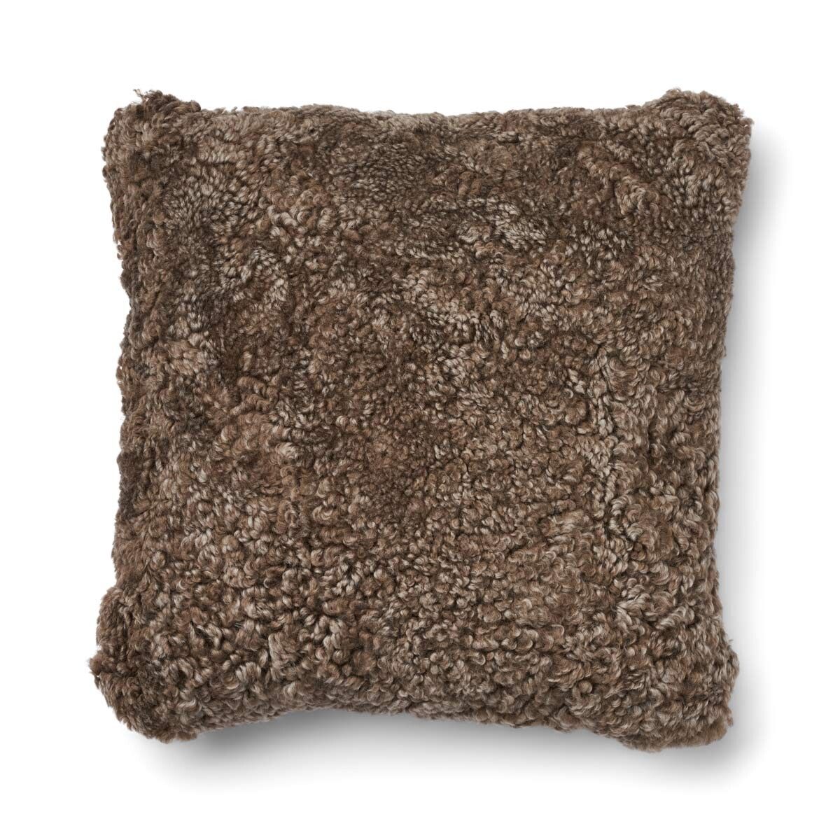 Eenzijdig Schapenvacht Kussen | KW | 52x52 cm | 34x52 cm Cacao-Donkerbruin/Taupe