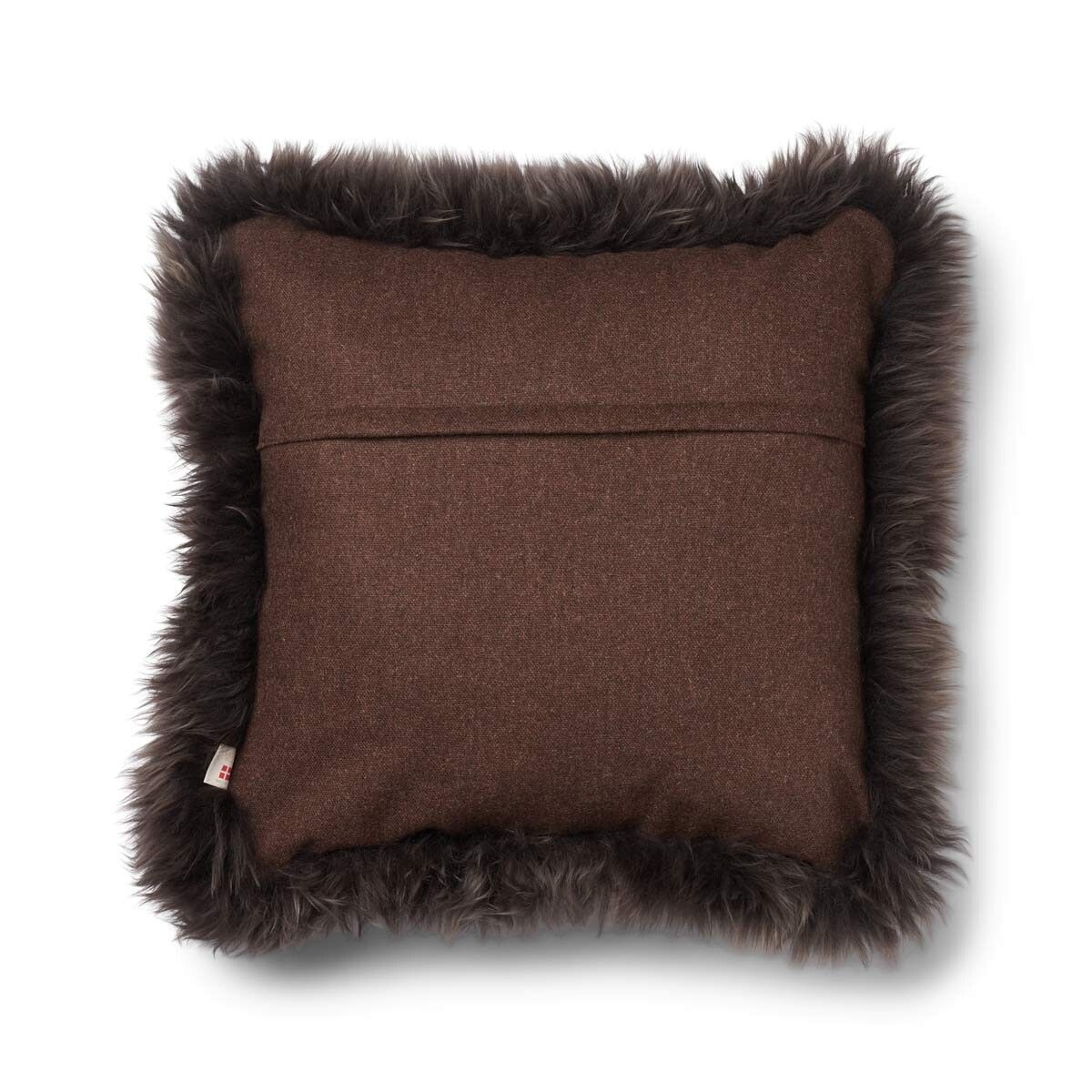 Wollen Kussen | LW rand | 52x52 cm | 34x52 cm Bruin/Walnoot