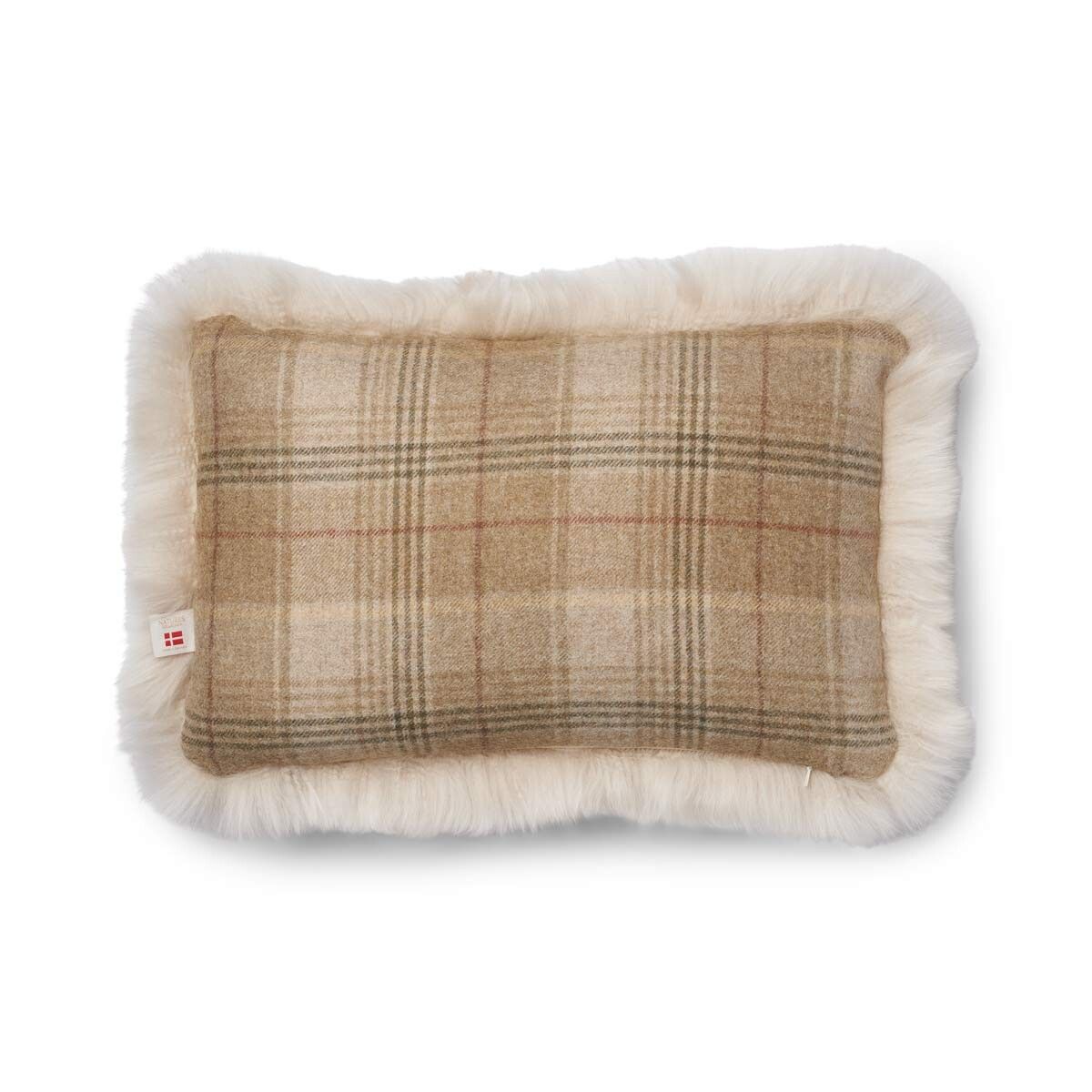 Eenzijdig Schapenvacht Kussen | LW | 52x52 cm | 34x52 cm Zand-Beige/Linnen