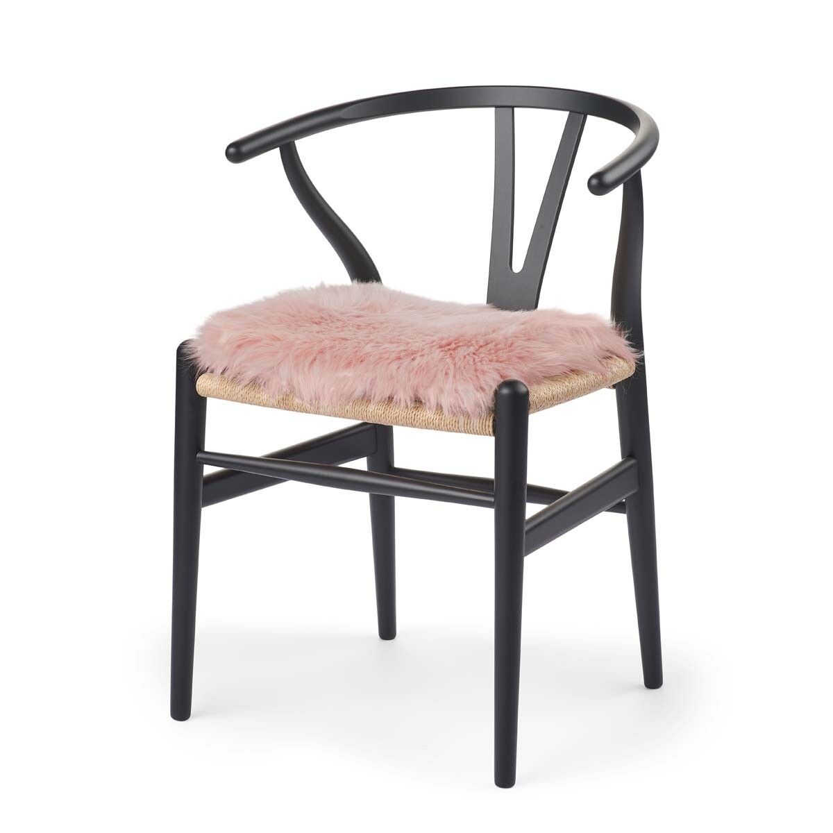 Langharig Schapenvacht Stoel Kussen | Met Vulling | 37x37 cm Roze