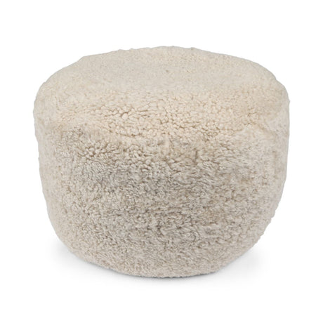 Kortharige Curly Schapenvacht Poef Parelgrijs