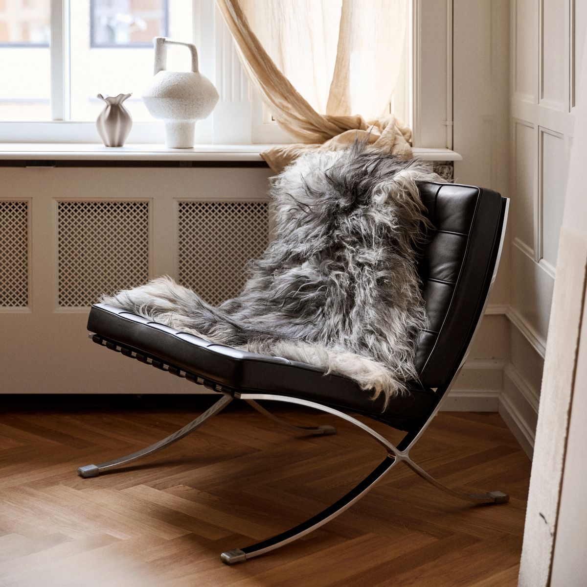 IJslandse Schapenvacht | Langharig | 100-120 cm Natuurlijk Grijs