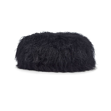 Premium Kruk Cover | Tibetaanse Schapenvacht | Ø35xH17 cm Zwart