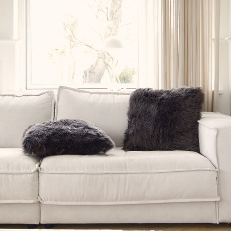 Langharig Schapenvacht Kussen | 50x50 cm Aubergine