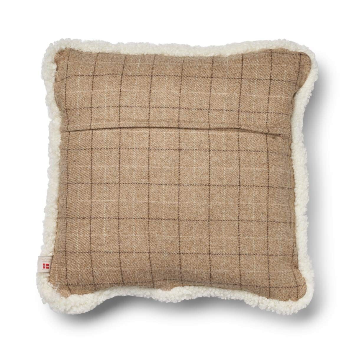 Schapenwol Kussen | Dubbelzijdig | KW rand | 52x52 cm | 34x52 cm Havermout beige/ivoor