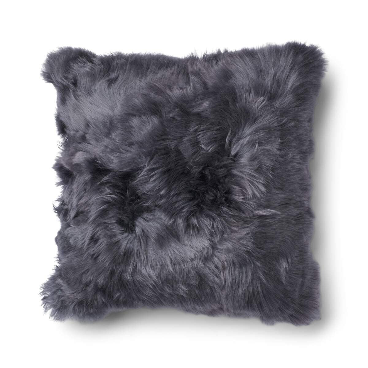 Alpaca Kussen | Lange Wol Staal Grijs