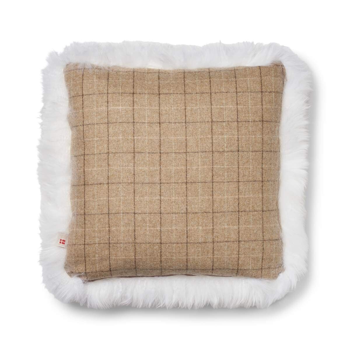 Eenzijdig Schapenvacht Kussen | LW | 52x52 cm | 34x52 cm Havermout beige/ivoor