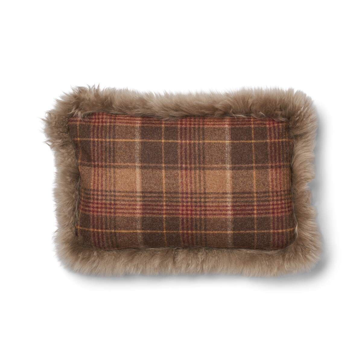 Wollen Kussen | Dubbelzijdig | LW rand | 52x52 cm | 34x52 cm Cacao-Donkerbruin/Taupe