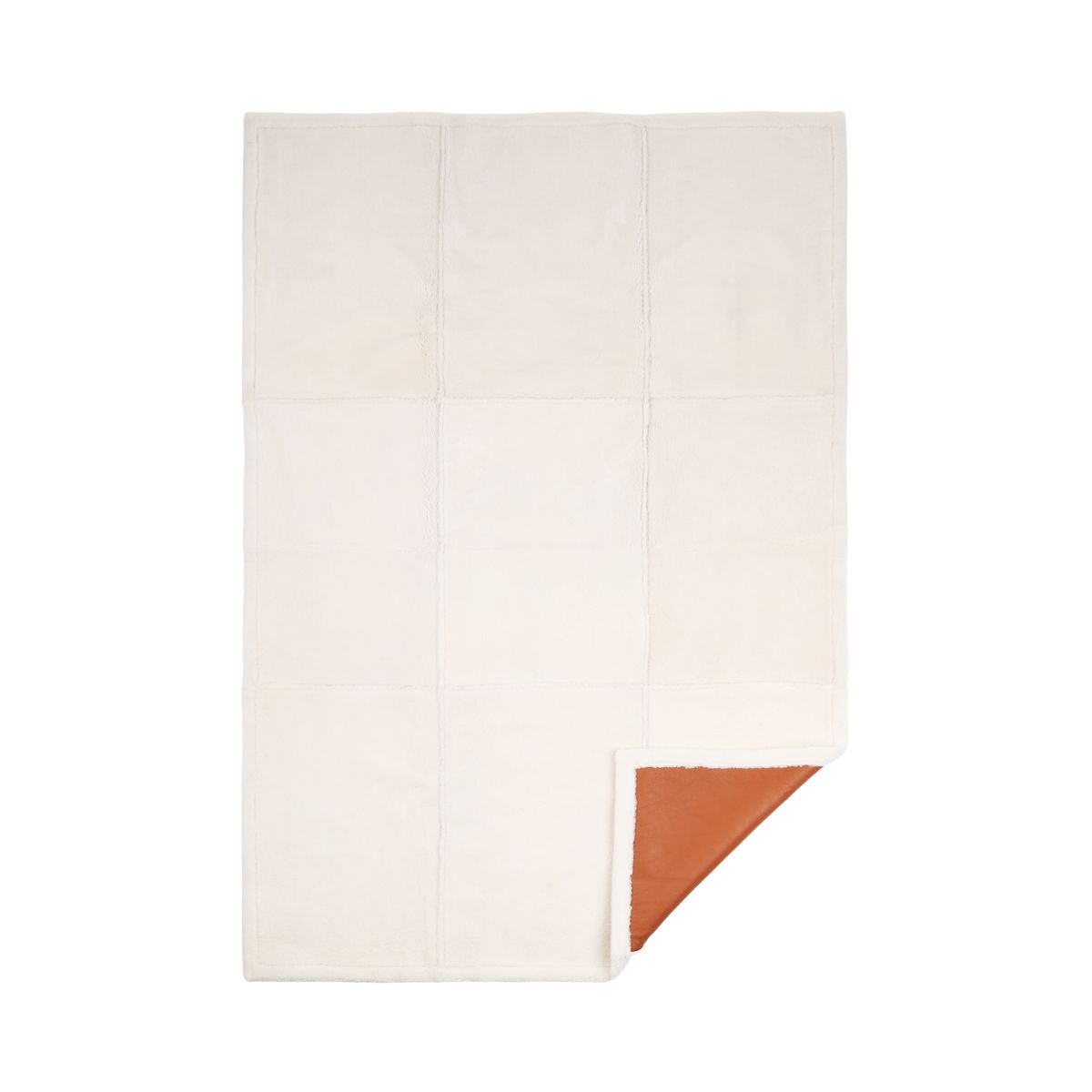 Addison Plaid | Tweezijdige Schapenvacht | Korte Wol Leer Bruin/Ivoor