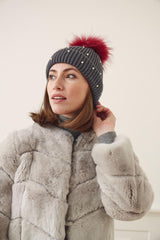 Safina Pomponmuts Donkergrijs/Rood