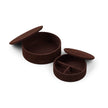 Ronde Leren Doos | Set van 2 | Rond Donkerbruin
