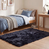 Langharig Schapenvacht Design Kleed Licht Marineblauw