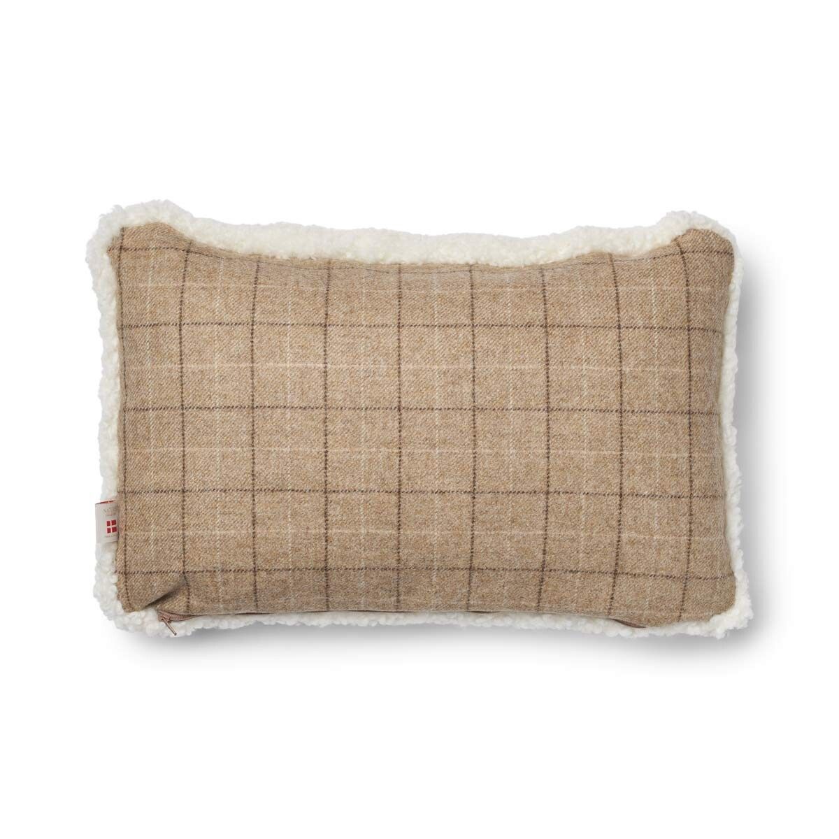 Eenzijdig Schapenvacht Kussen | KW | 52x52 cm | 34x52 cm Havermout beige/ivoor
