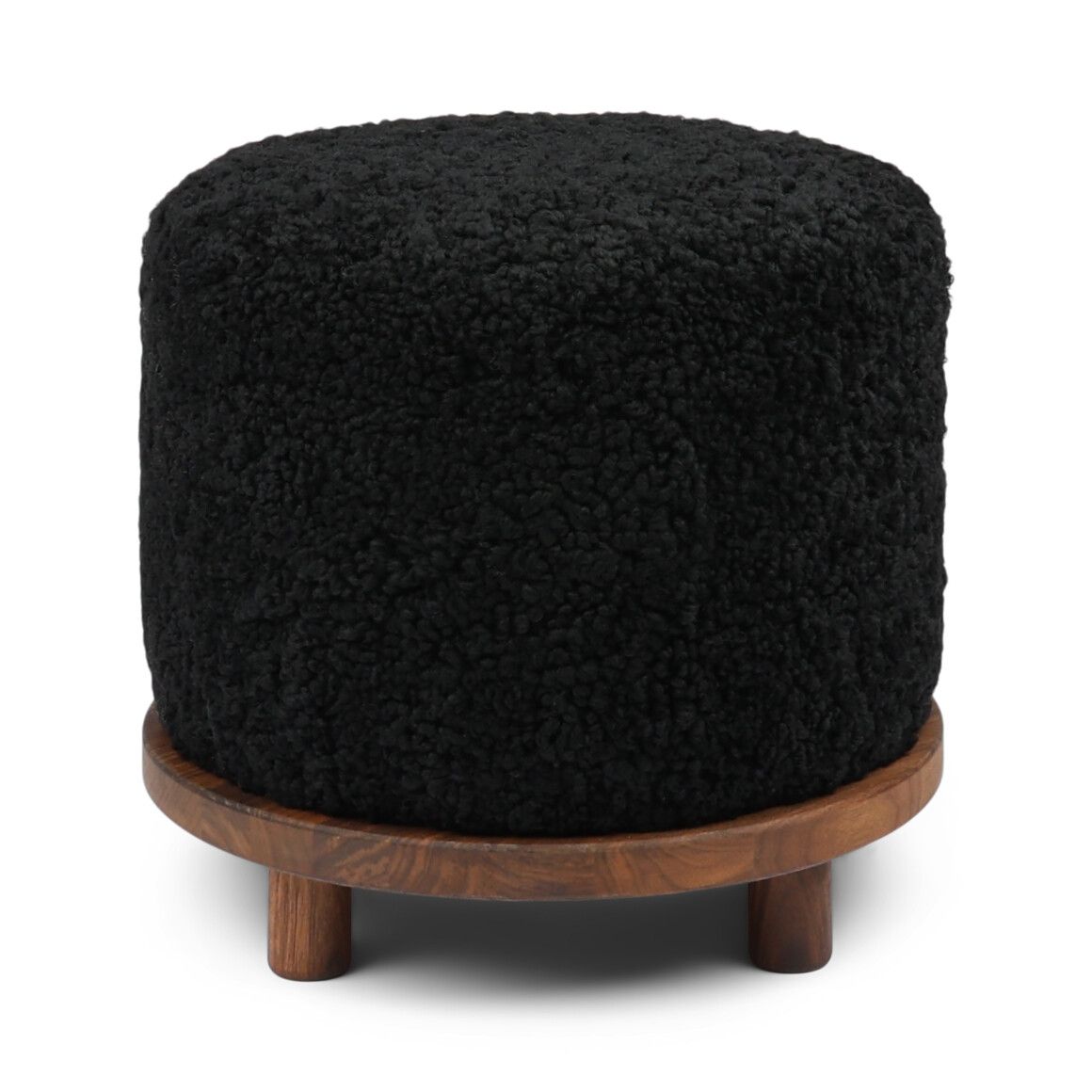 Simon Poef | Kortharige Schapenvacht | D46xH42 cm Zwart