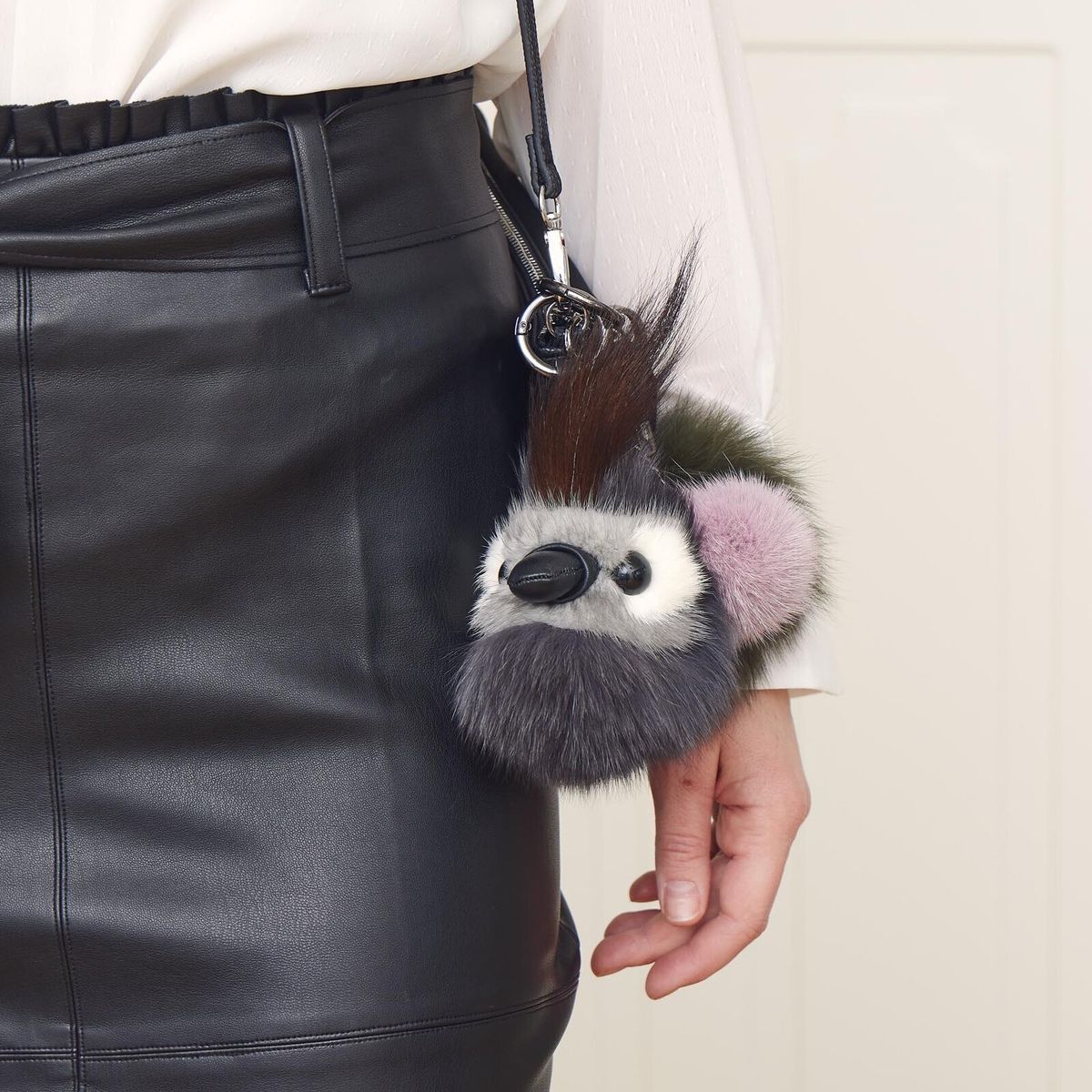 Pompon Sleutelhanger Herfst Marmer