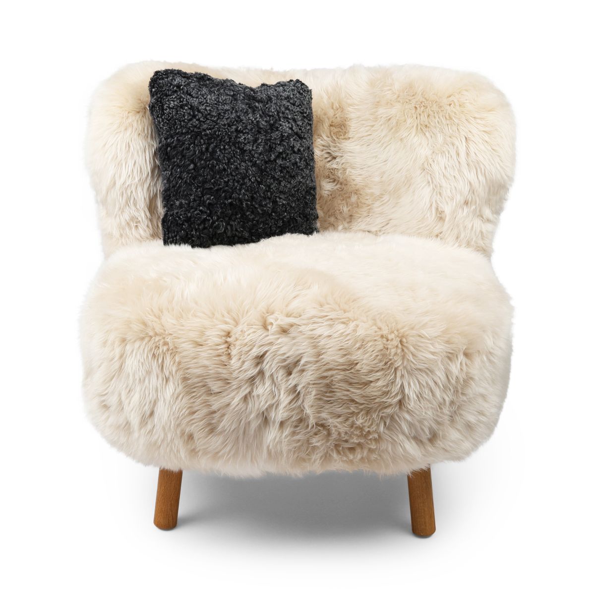 Ethan Puffy Loungestoel | Langharige Schapenvacht Linnen