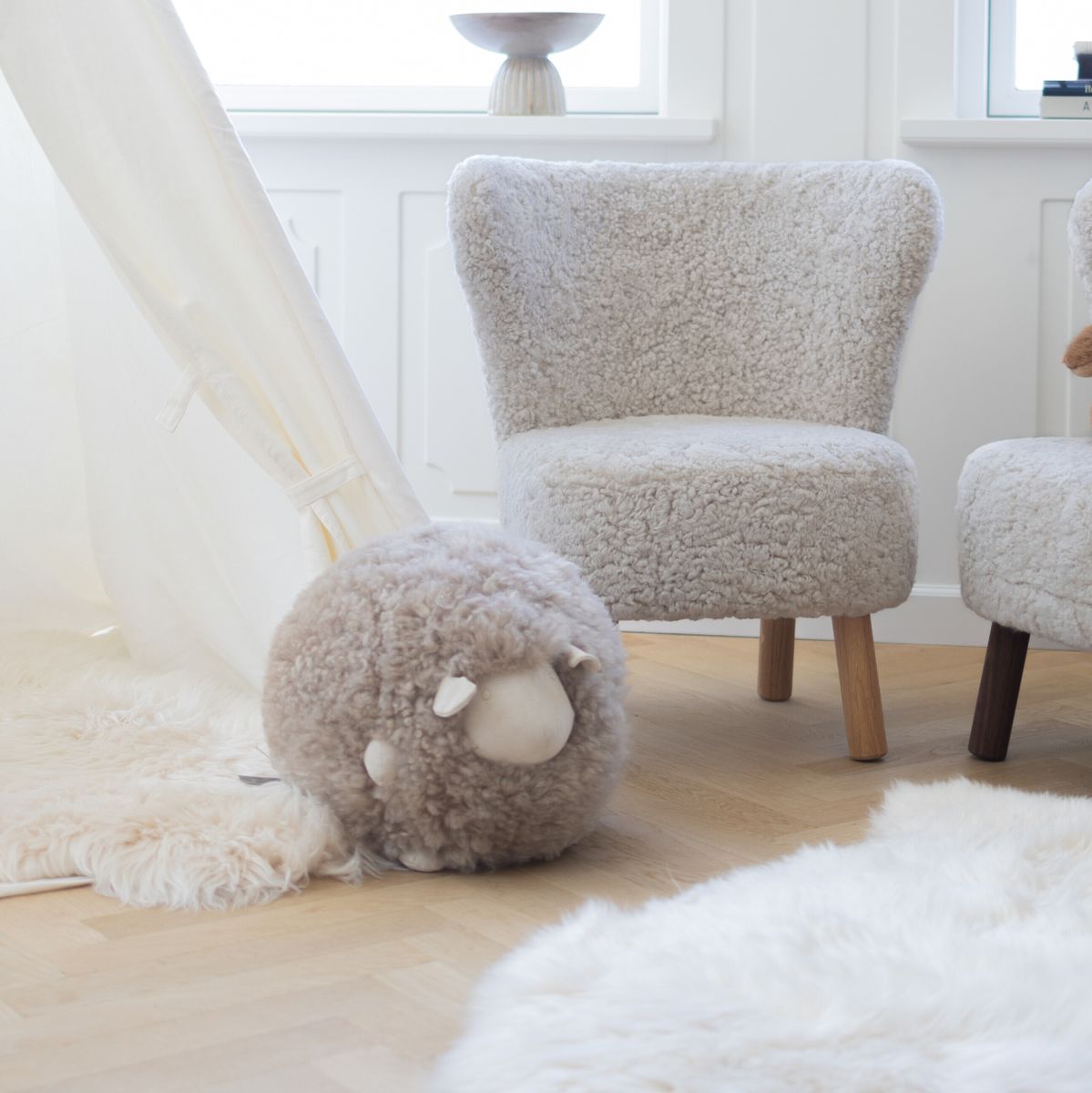 Schattig Schapen Kussen | Ø20 cm | Ø26 cm | Ø34 cm Beige/Wit