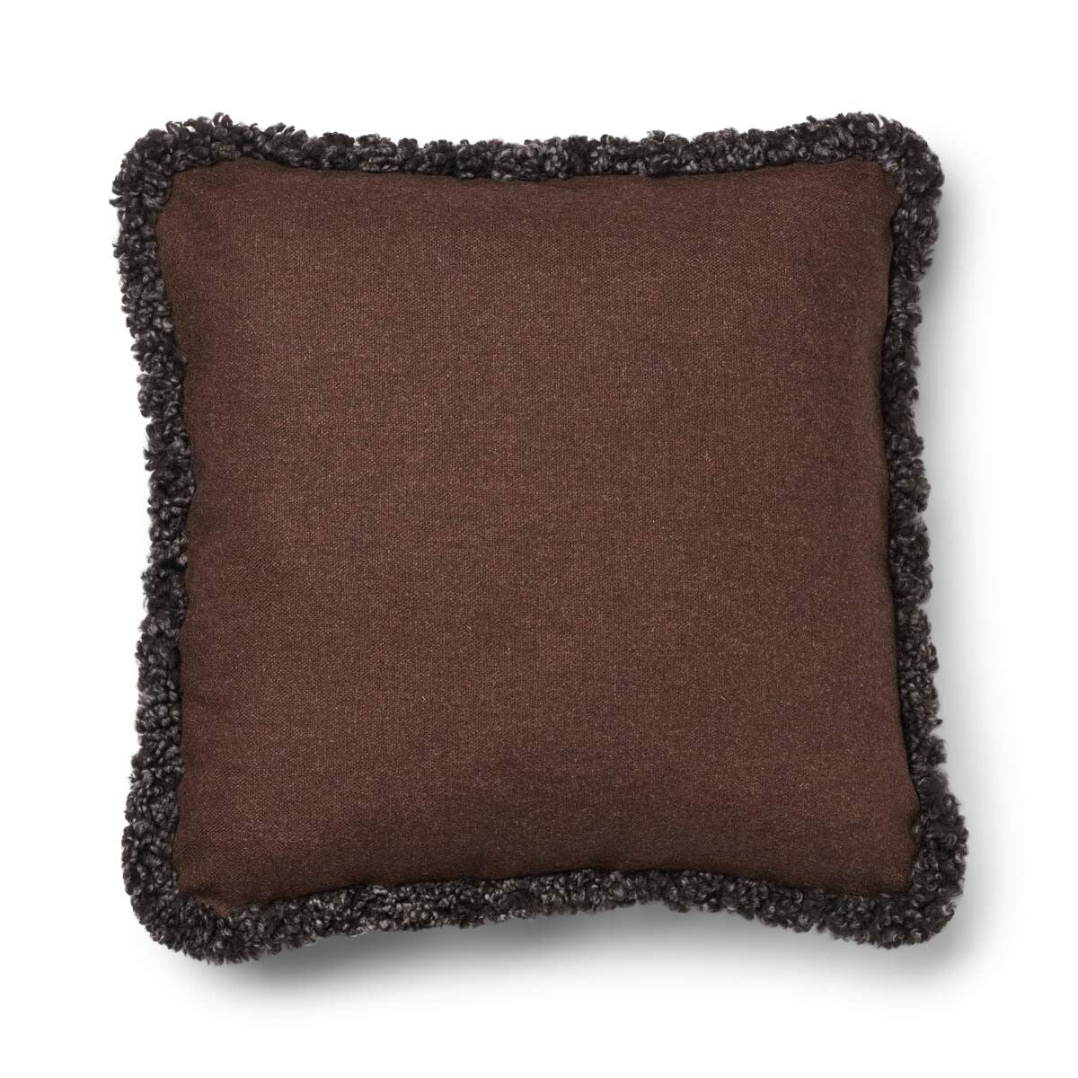 Kortharig Schapenvacht Kussen | KW rand | 52x52 cm | 34x52 cm Bruin/Cappuccino
