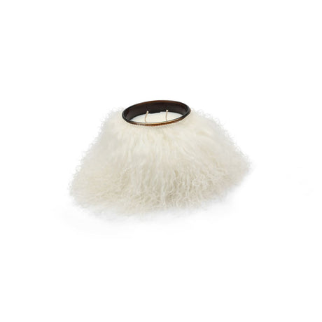 Geurkaars met schapenvacht  Wit
